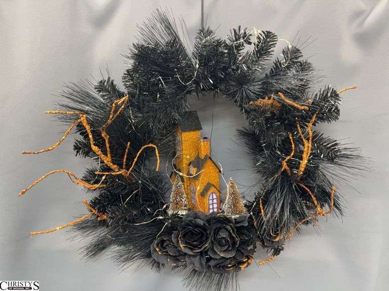 Artificial Halloween Light Up Wreath - 18" D image