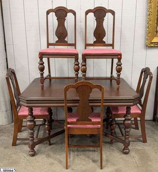 Dining Table and Chairs, Finish Wear to Top 54x41x31" image