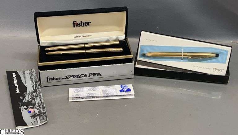 Cross 12K Gold Filled Pen and Fisher Space Pen Set - 5" of Cross pen image