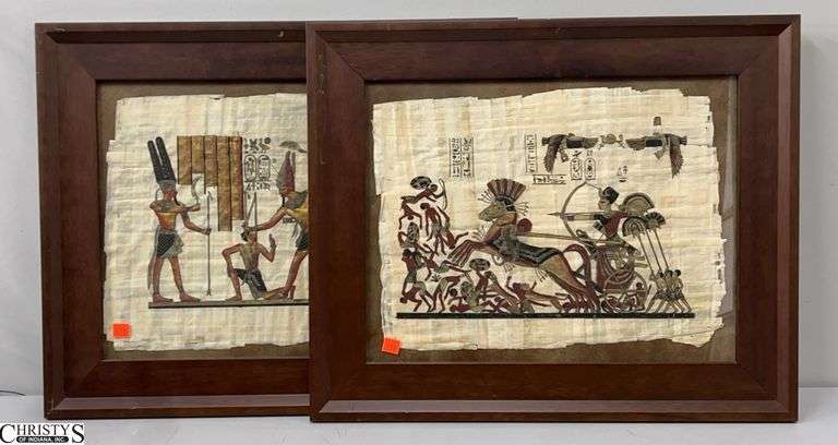 Pair of Egyptian Framed Art, Wall Decor Frames Measure 23x19" image