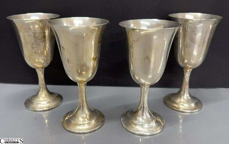 4 Lord Saybrook International Sterling 11950 Goblets 6.5" Tall image