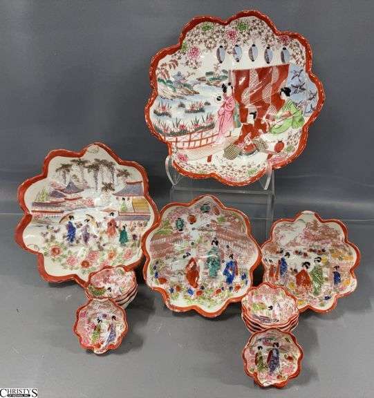 Japanese Kutani Ware Assorted Bowls  - 10" of largest image