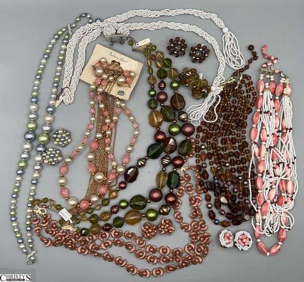 Costume Jewelry Sets, Clip Earrings and Necklaces, Japan, Marked Made In Western Germany, image