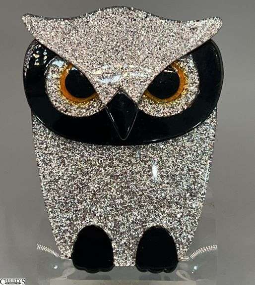 Leah Stein Paris Sparkle Owl Brooch 2.5" image