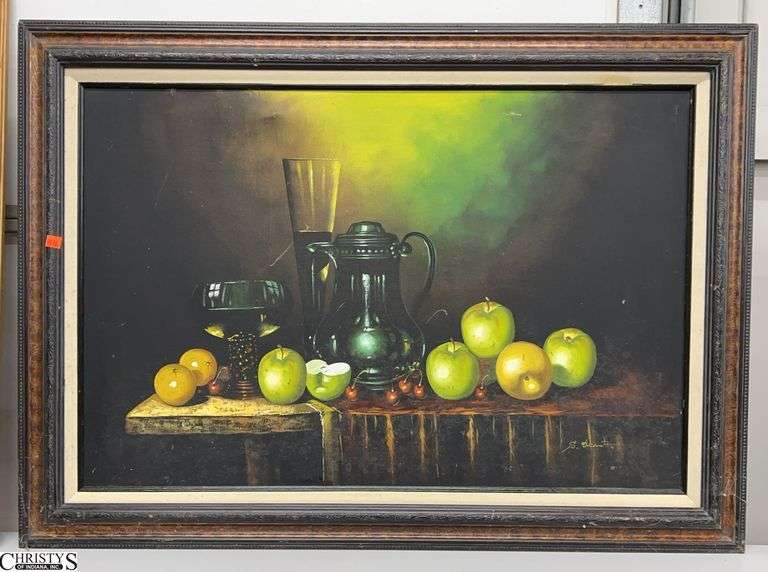 Framed Still Life Large Painting Signed By The Artist Has Spots 43x31" image