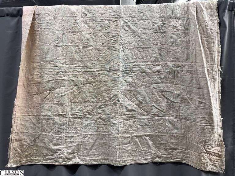 Handmade Quilt - Approx 72x72  some wear/damage image