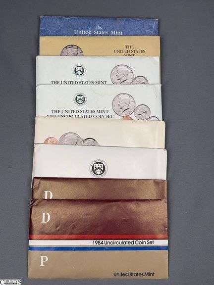 8 U.S. Mint Uncirculated Coins Sets- 2-1984, 1987, 1988, 2-1989, 1990, 1991 image