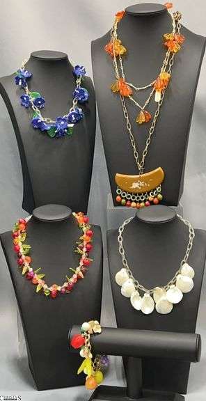 Lucite, and Other Resin Style, Floral, Fruit, Shell, Charm Bracelet image