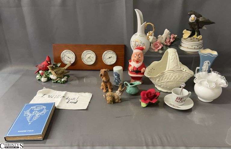 Bird Figurines, Barometer, Misc Decor - 14" of Barometer image