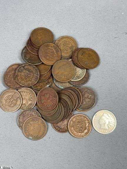 47 Indian Head Cents- One 1906 Indian Head Penny looks strange/damaged????? image