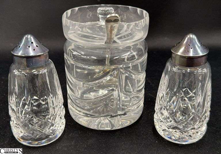 Waterford Crystal Salt & Pepper Shakers and Condiment Jar - 4" of jar image