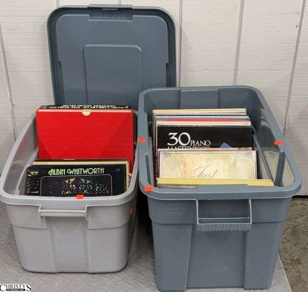 2 Totes Assorted Genre Records - Disney, Classical, Instrumental - SKID NOT INCLUDED image