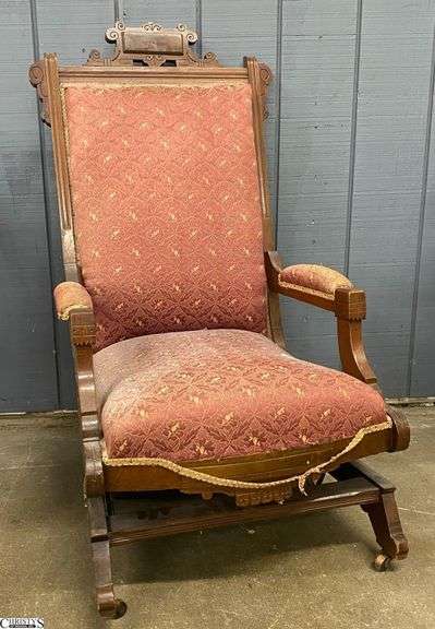 Victorian Rocking Chair - 23" x 40" - 15" seat - some wear/damage to upholstery image