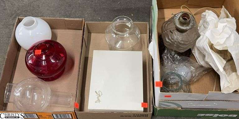 Converted Glass Oil Lamp Base, Glass Chimneys and Shades - 10" of lamp base image