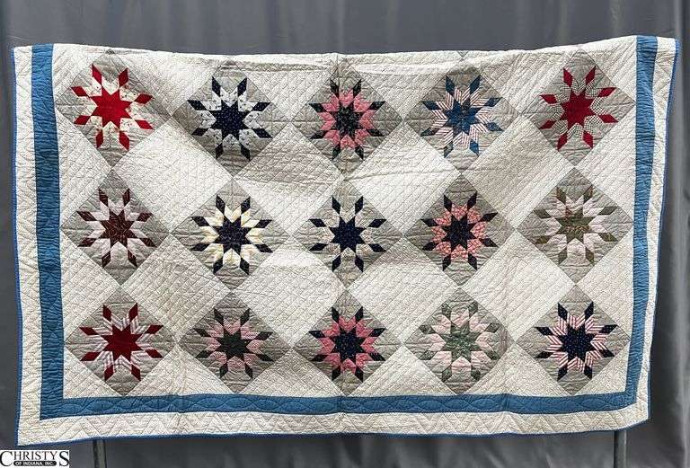 Handmade Star Pattern Quilt - 71" x 88" approx image