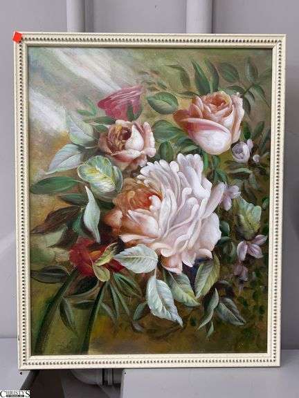 Framed Floral Painting On Canvas Style Art Decor 24x30" image
