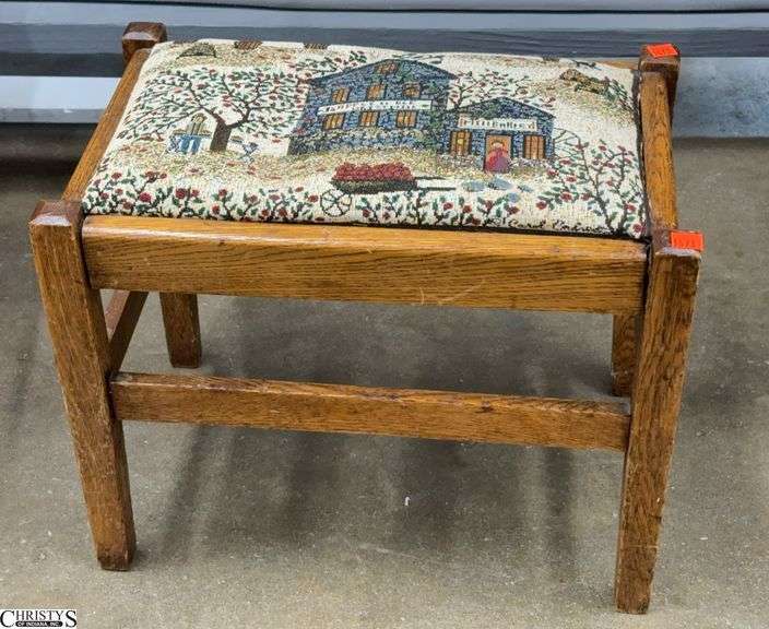 Wood Frame Foot Stool Reupholstered 18x12x14 image
