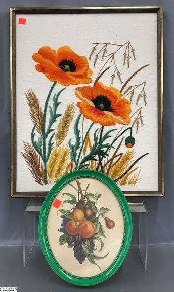 Needle Work Framed Art, and Oval Print, Largest 17x21" image