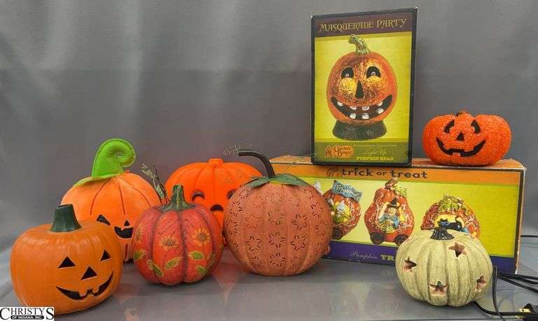 Cracker Barrel Halloween Tabletop Decor and Assorted Pumpkins - 10" approx of tallest image