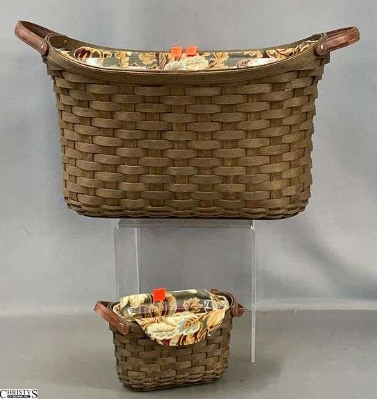 2000 Longaberger Library and Journal Basket - 2pcs - 16" x 10" x 11" of largest image