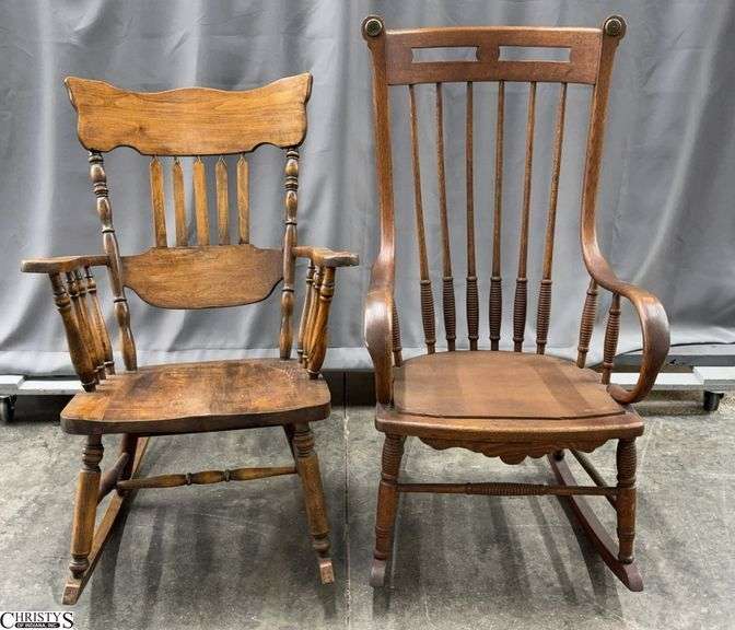 2 Rocking Chairs, Showing Age and Has Wear Largest Bentwood Arms 25" Wide image