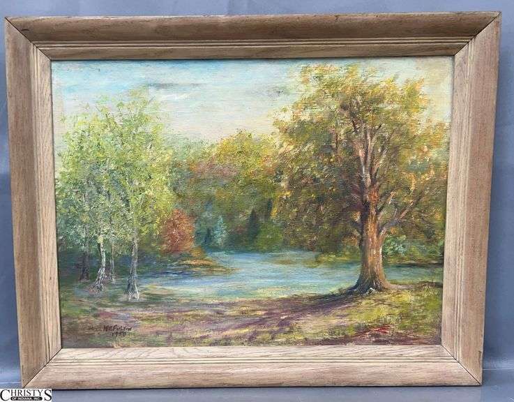 1958 W. R. Fulton Fall Scene Oil on Canvas Painting - 28" x 22" of frame image