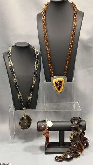Vintage Tortoise Shell, Lucite, Necklaces and Coin Bracelet image