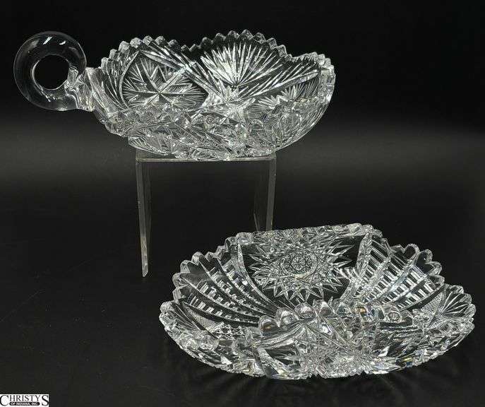 2 ABP Cut glass Dishes - 7" of largest image