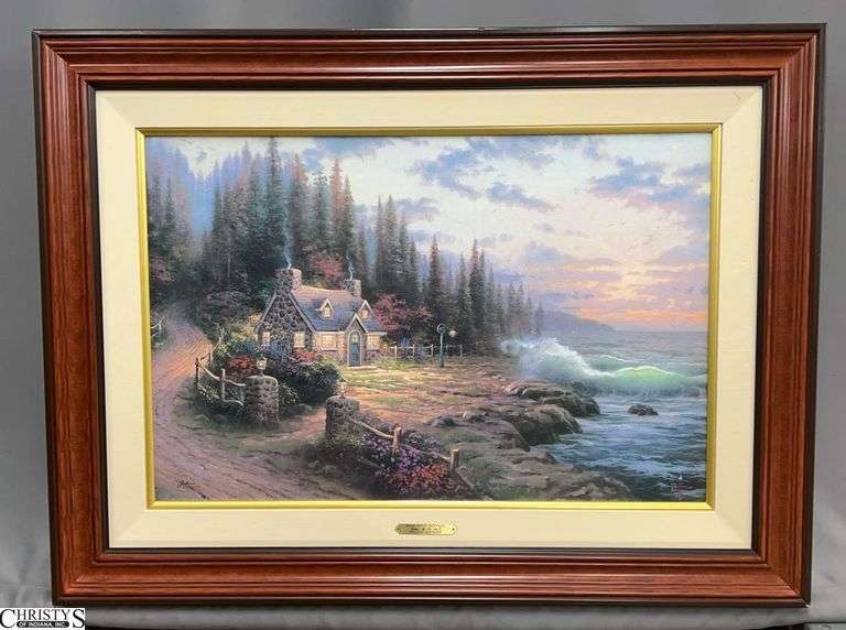 "Pine Cove Cottage" Signed Thomas Kinkade Giclee on Canvas 843 of 1246 5/8 - 36" x 27" of frame image
