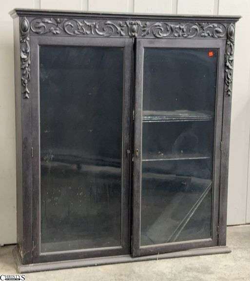 Antique Library Cabinet, Has Age Wear 6 Shelves Measures 53.5x14x59" Tall image