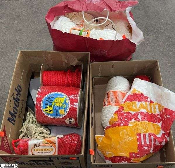 Various Macrame Rope Spools, Beads, Cord  - 12MM largest size - 216FT longest image