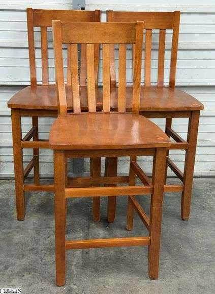 3 Wooden Bar Stools, 19x16x41" Tall to Back, S H 25" image