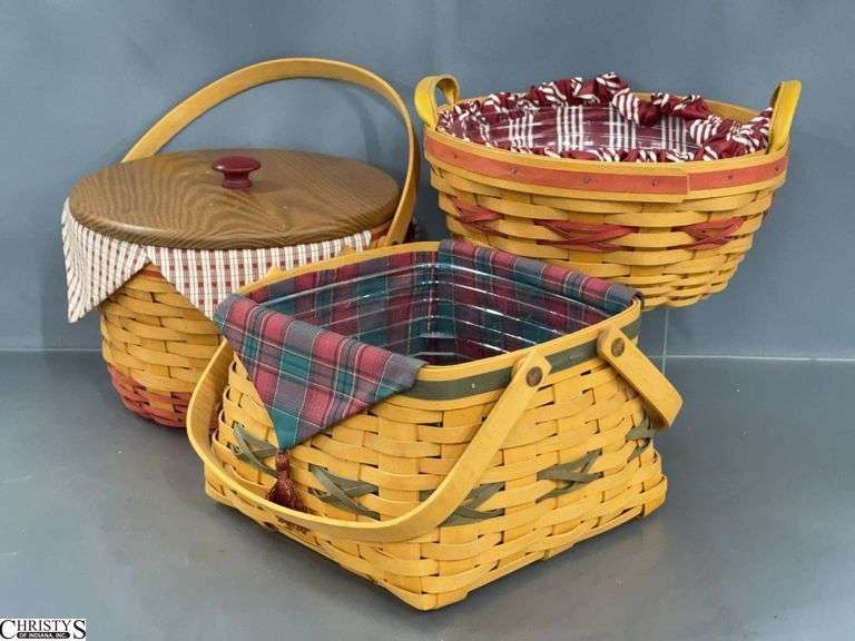 3 Longaberger Baskets - 10" x 7" of largest image