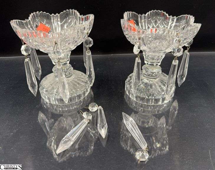 Vintage Crystal and Prisms Candle Holders, 4.5" Diameter 5" Tall image