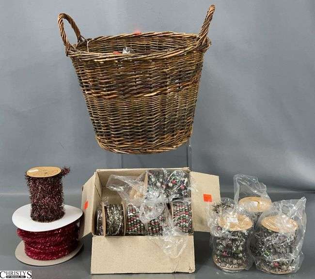 Lancaster Market, Home & Holiday Antique Tinsel Ribbon and Bead Ribbon - Approx 24 total image