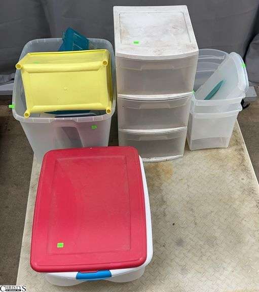 Plastic Storage Totes and Organizers - Some wear - SKID NOT INCLUDED image