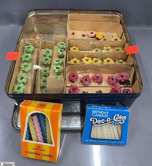 Vintage Rose Cake Candle Holders - 1.5" of each - some wear image