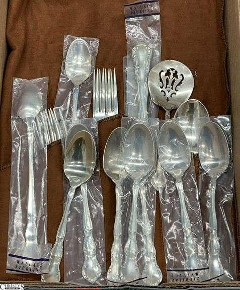 18pcs "My Love" by Wallace Sterling Flatware and Slotted Spoon image