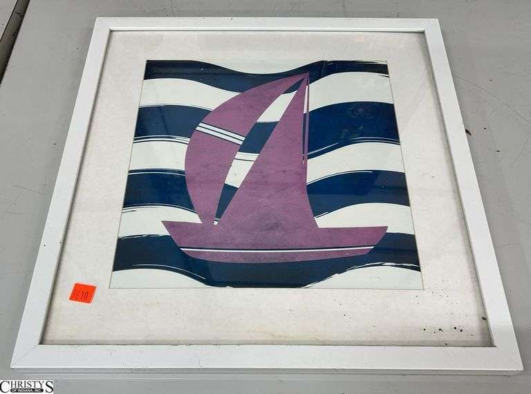 Framed Sailboat Wall Decor 17x17" image