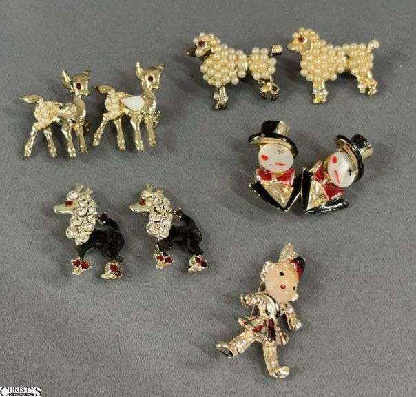 50's Style Miniature Pins - Poodles, Clowns -1.5" of largest image