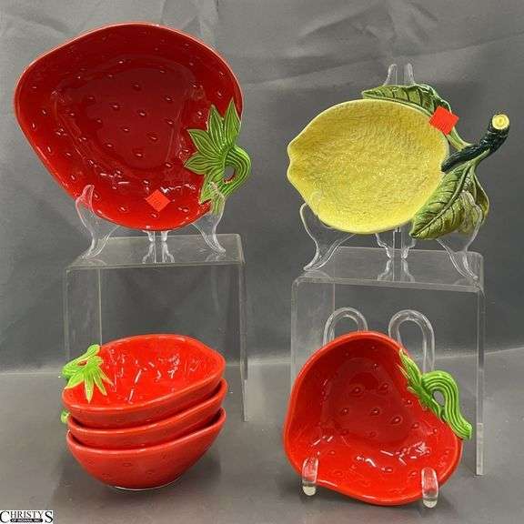 Made in Japan Strawberry and Bowls, Italian Lemon Dish, Larger 8x8.5x2.5" image