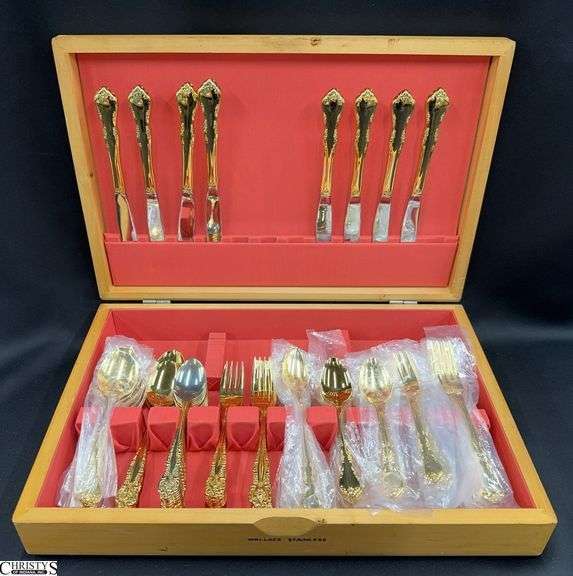 Stanley Roberts Gold Tone Stainless Flatware Set - Appox place setting for 8 image