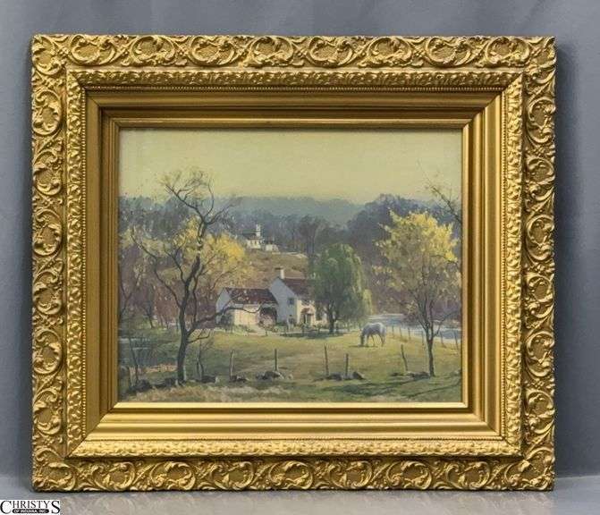 Leith Ross Landscape Lithograph In Gilt Style Gold Frame 25x26" image