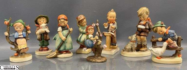 8 Hummel Figurines - Some chipping - 5.5" of tallest image