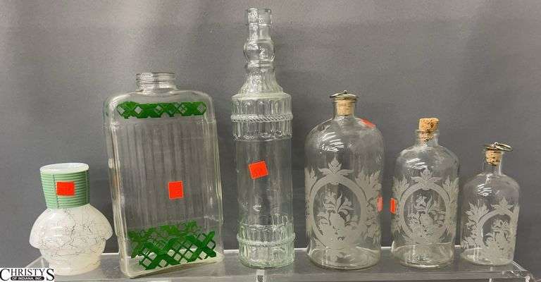 Glass Bake Bottle, Etched Bottles, Clear Bottle With Green Print image