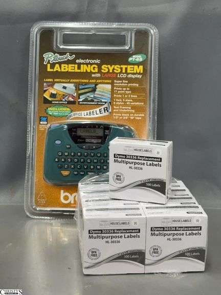 P Touch Labeling System and 9 Dymo 30336 Replacement Multipurpose Labels image