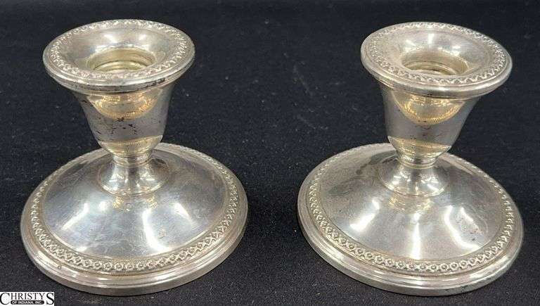 Rogers Sterling Silver Weighted Candlesticks - 3.5" x 3" of each image