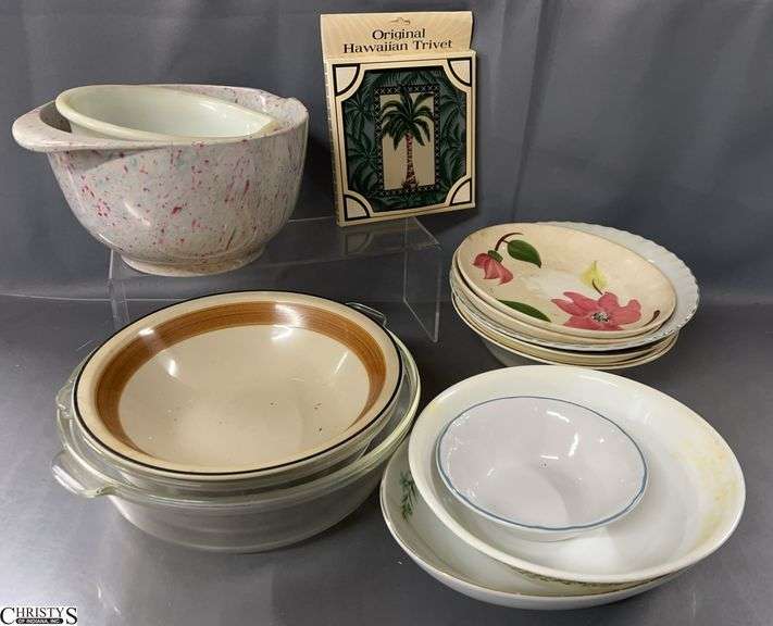 Assorted Pyrex, Glasbake, China, Glass Mixing/Serving Bowls - 11" of largest image