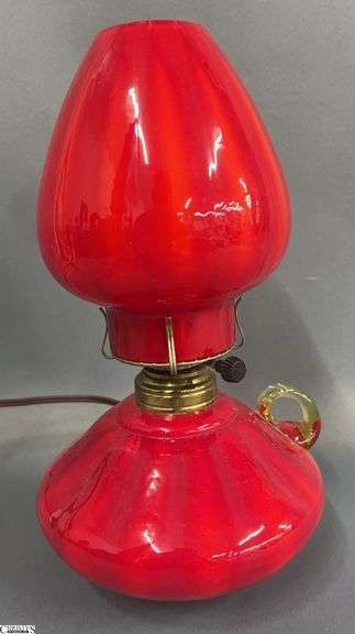 Fenton Glass Ruby Amberina "Fairy Lamp" - 11" image