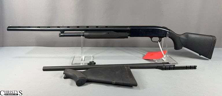 Mossberg 500 Shotgun 20 ga. SN: V0987794 with Youth Stock.  Includes an Extra Rifled Barrel and Adult Stock.  Seller says it is new / unfired image